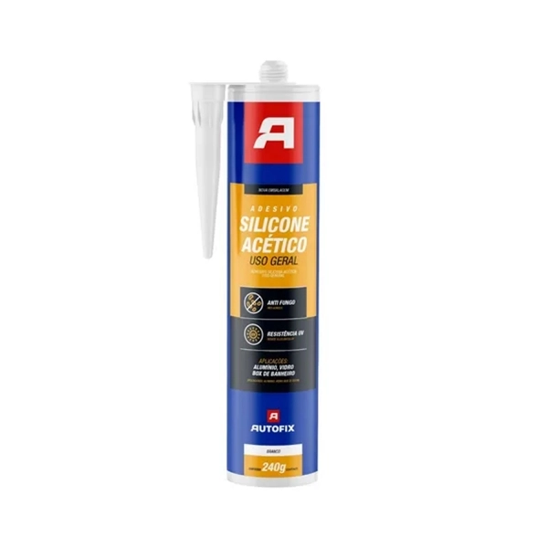 Adesivo Silicone Acético Branco e Preto Autofix, (240g)