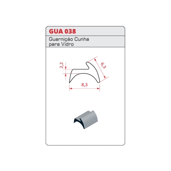 Borracha Gua 038  (Guarnição Cunha Para Vidro) 50 Metros