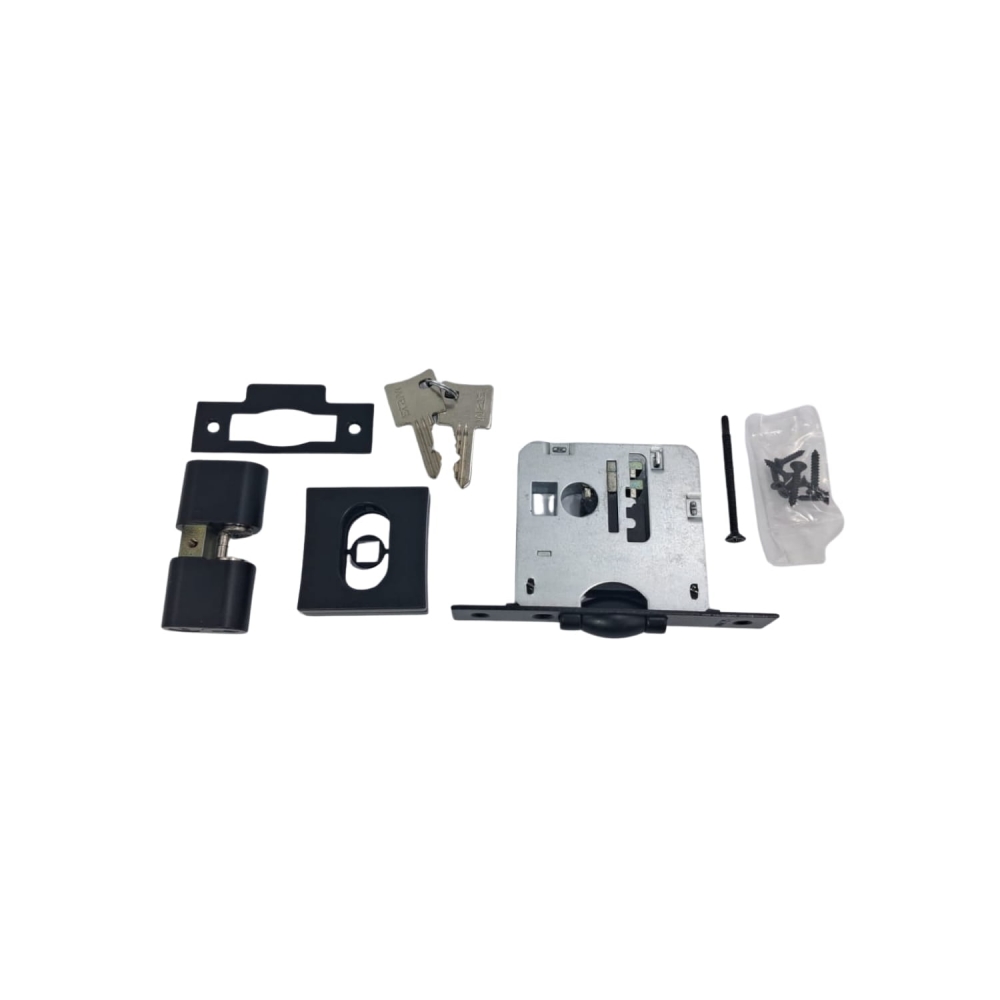 Fechadura (Stam) Externa 1005Q Rolete, Roseta Quadrada - Preto