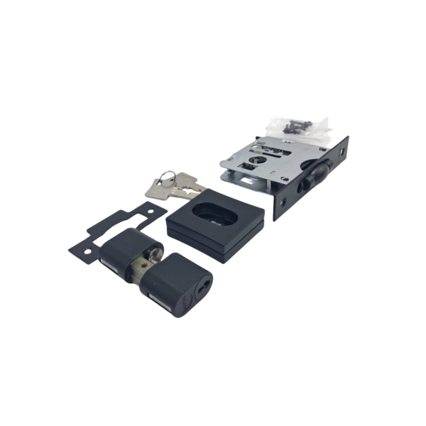 Fechadura (Stam) Externa 1005Q Rolete, Roseta Quadrada - Preto