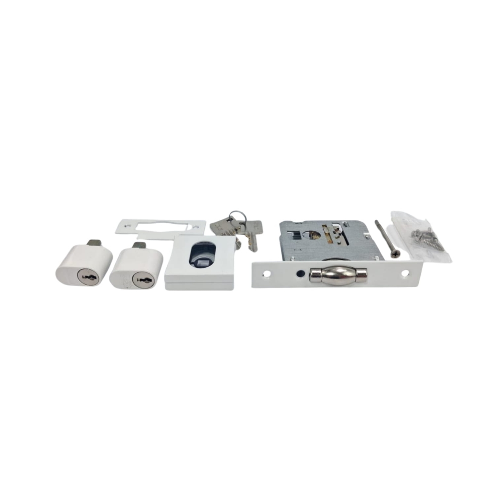 Fechadura (Stam) Externa 1005Q Rolete, Roseta Quadrada - Branco