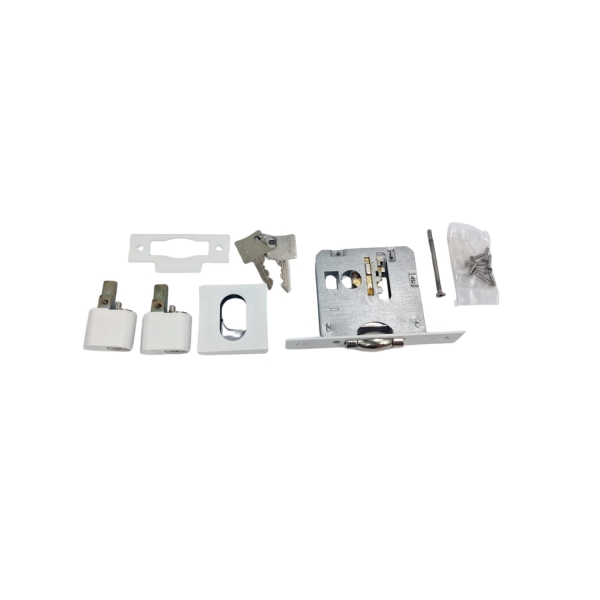 Fechadura (Stam) Externa 1005Q Rolete, Roseta Quadrada - Branco