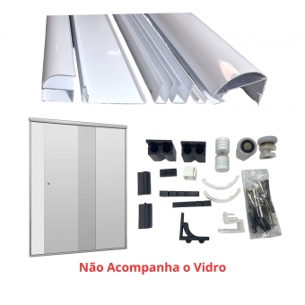 Kit Box Banheiro F1 Alumínio Branco 1,20m x 1,90m (BF1/1,20)