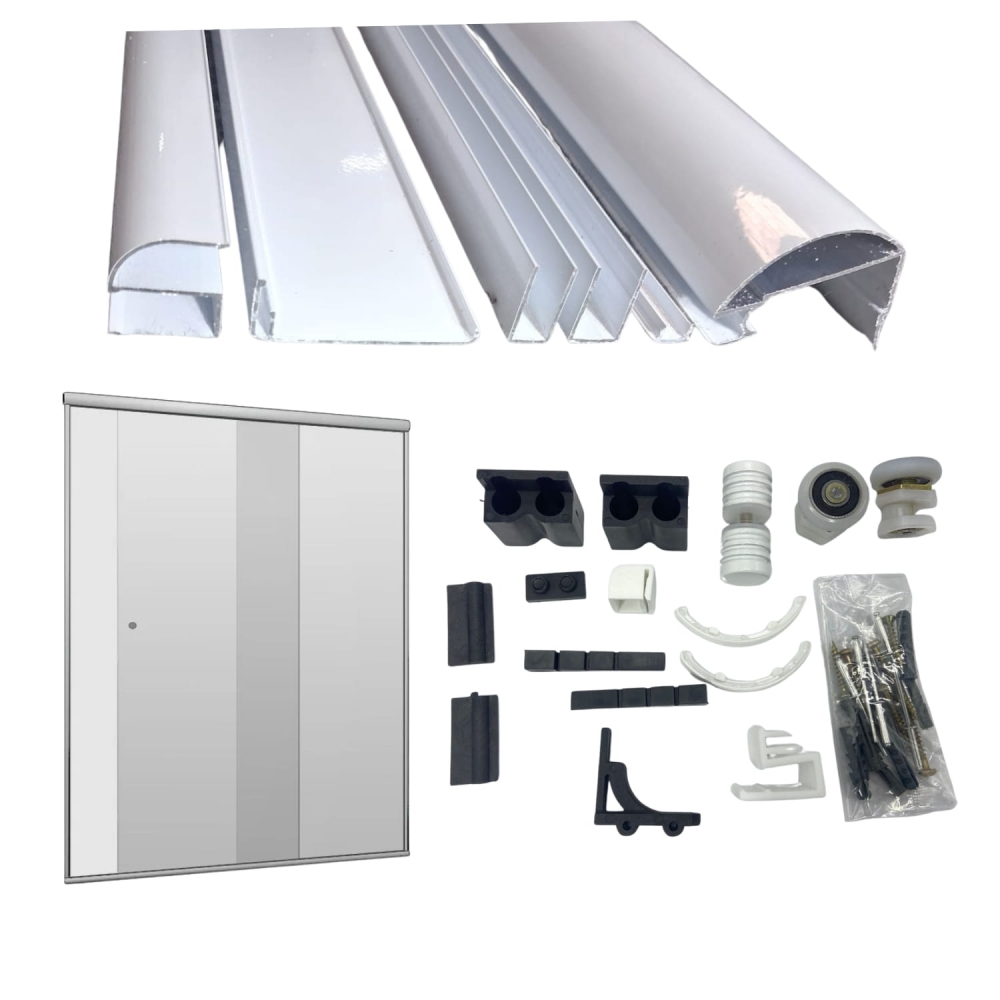 Kit Box Banheiro F1 Alumínio Branco 1,80m x 1,90m (BF1/1,80)